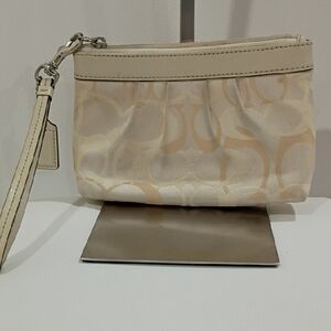 Coach Cream and Tan Wristlet